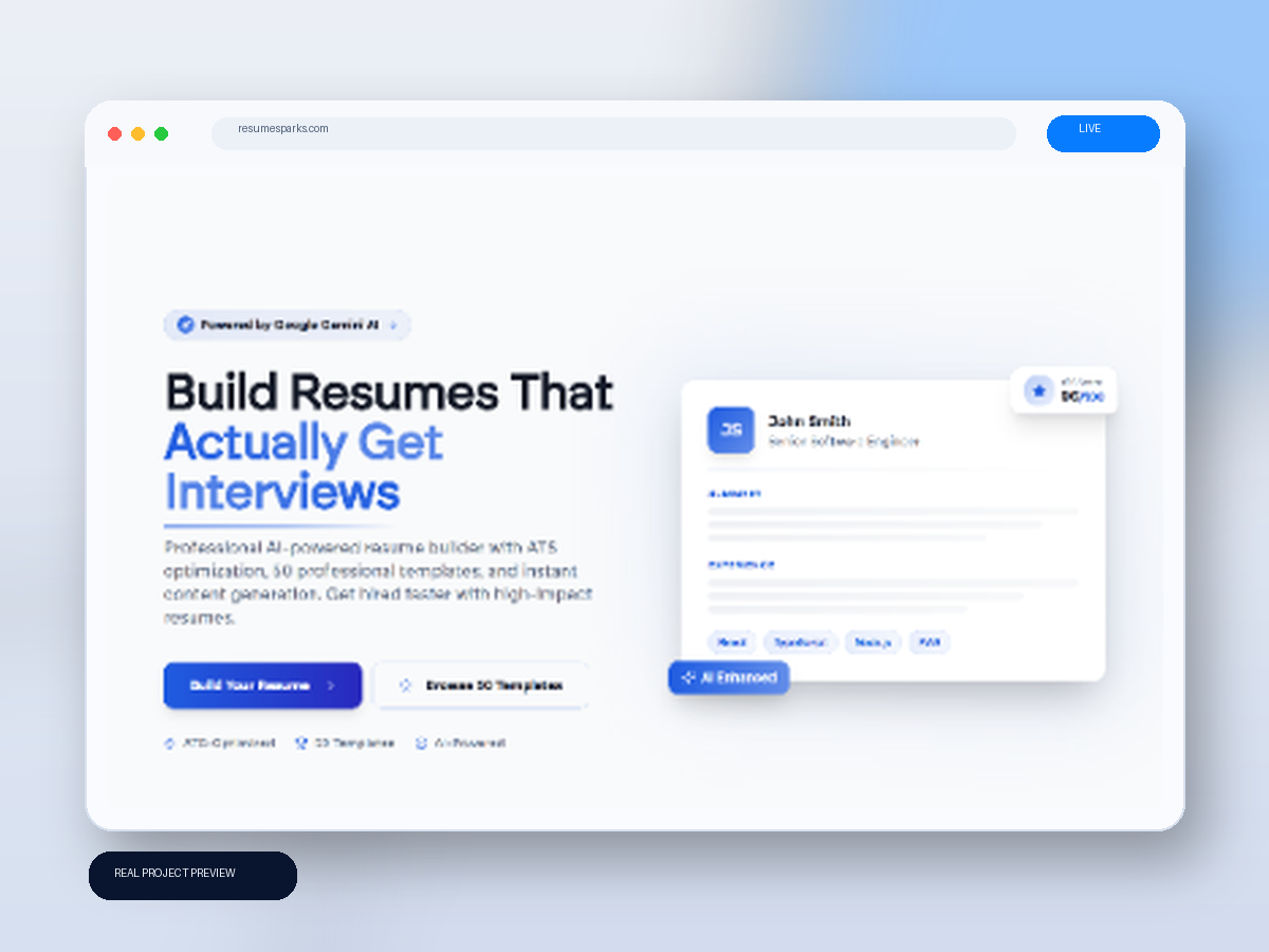 Screenshot of ResumeSparks